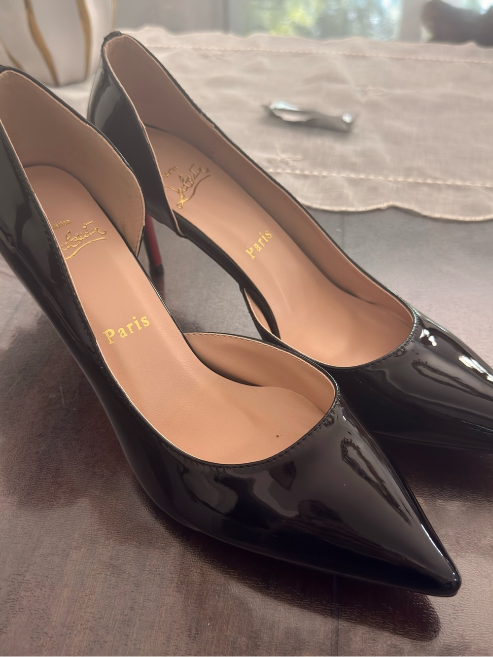 Christian Louboutin Black Patent Pointed-Toe Stiletto Pumps